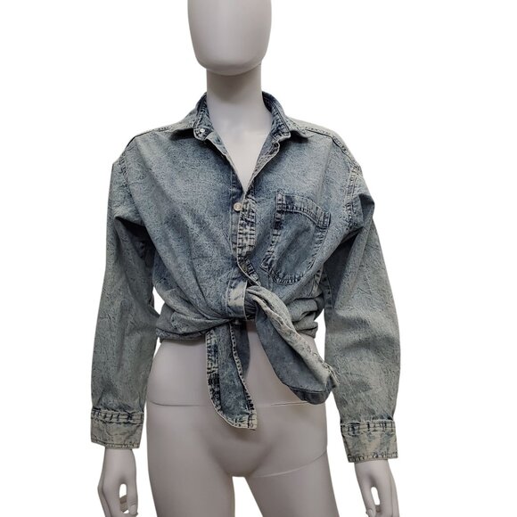 Ardene Denim Oversized Button Down Shirt - S/P - Picture 1 of 5